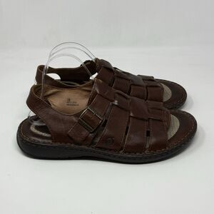 Born Fisherman Sandals Mens 12 Brown Leather Open Toe Comfort Shoes HandCrafted
